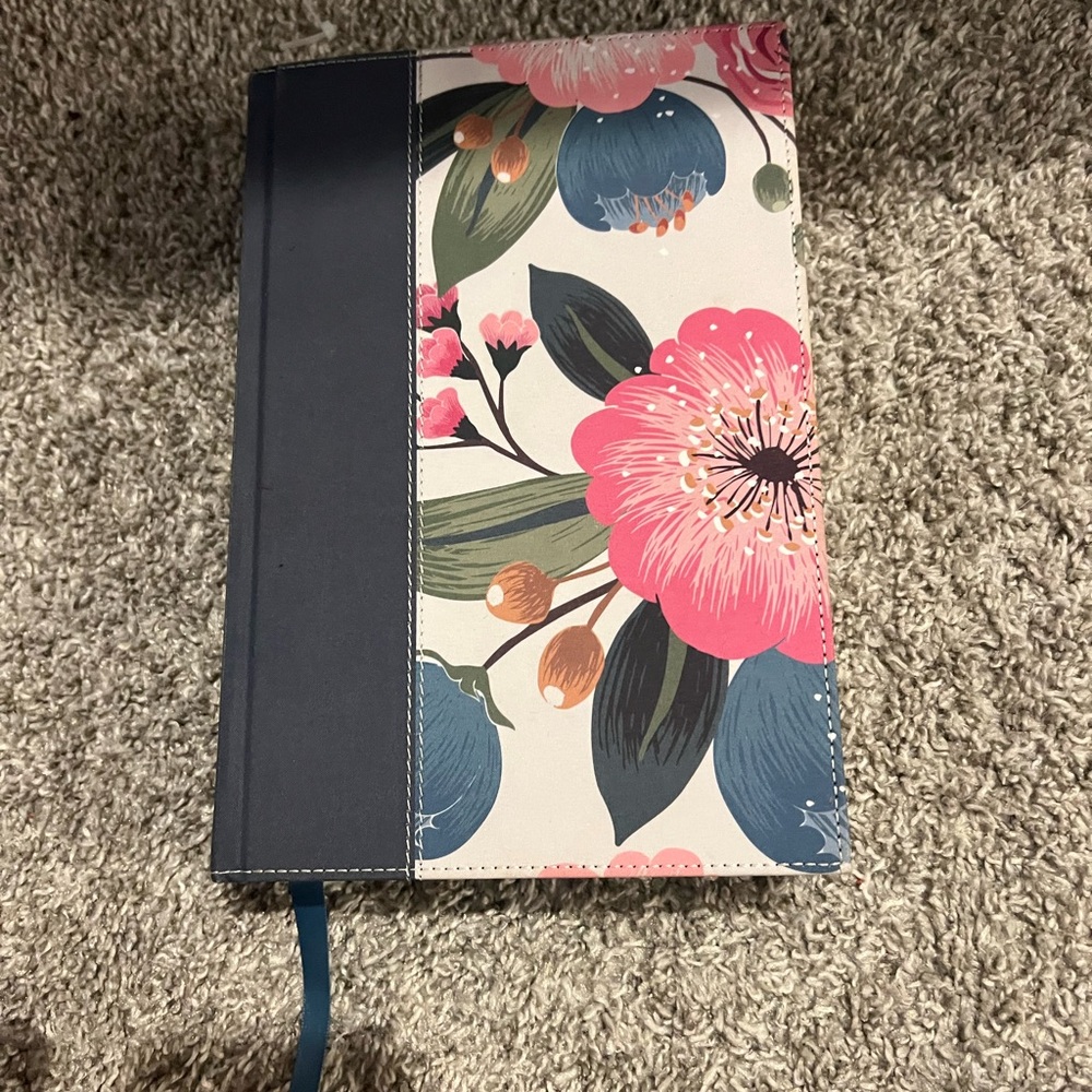 Floral Bible with Blue Accent